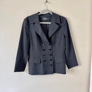 90s black double breasted fitted blazer AS IS military marching